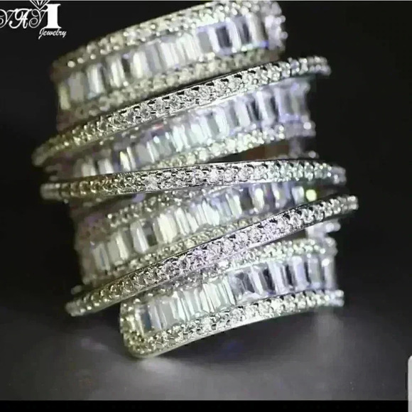 New 6.4 CT 925 Sterling Silver Diamond Ring - Picture 6 of 16